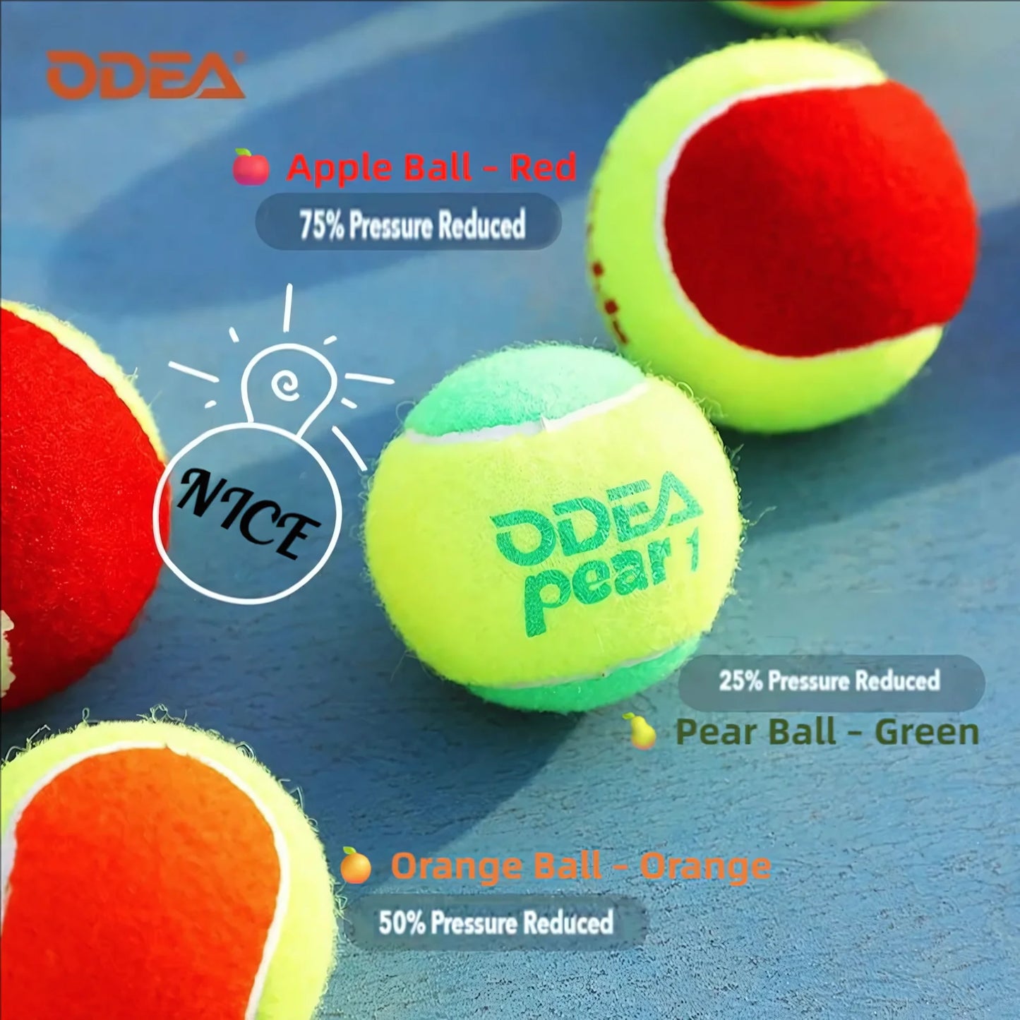 ODEA Stage 3 RED 48 PCS Children Beginners Tennis Balls Low Compression Slower Speed