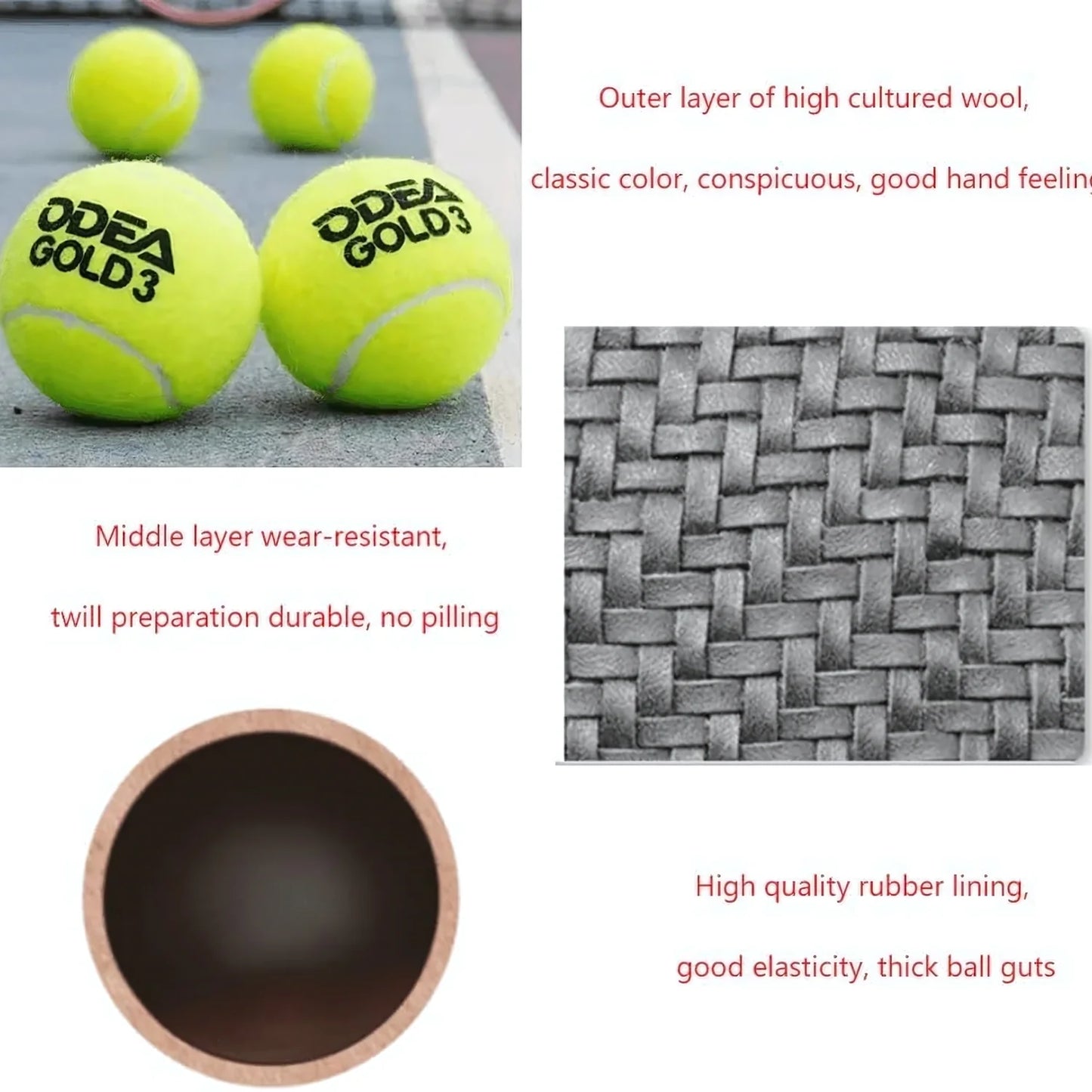 ODEA Gold Training Tennis Balls (Rebound 140-148CM ITF) 60 Pcs